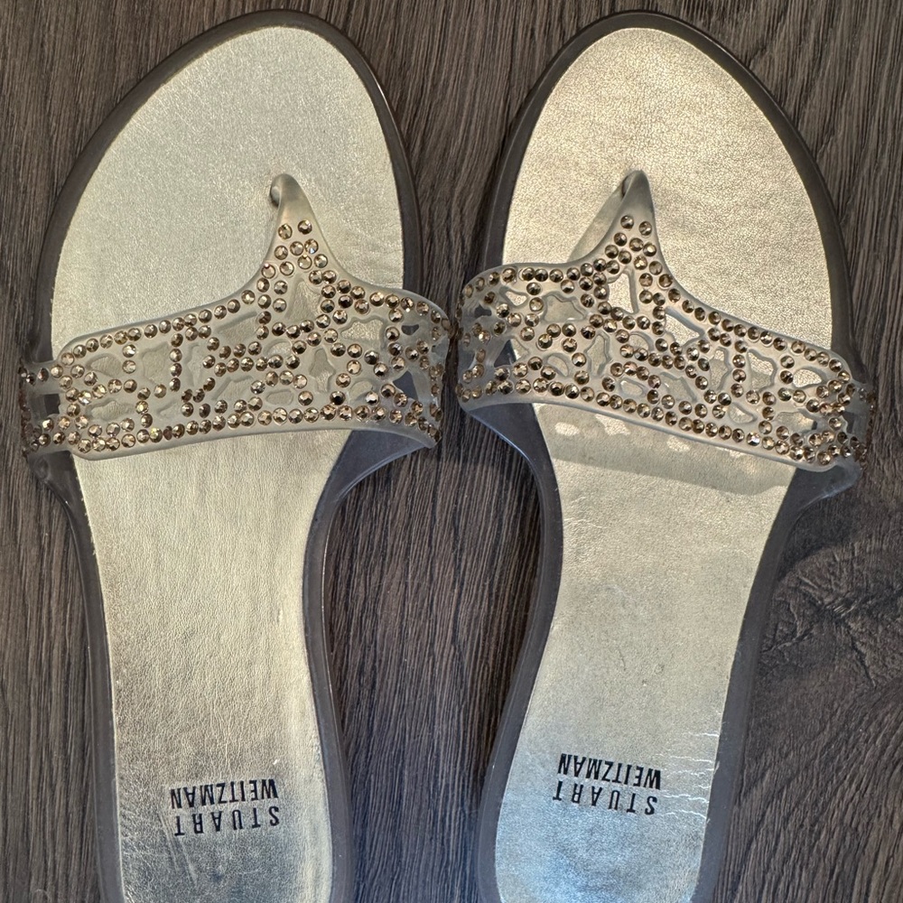 Stuart Weitzman Metallic Silver Sandals